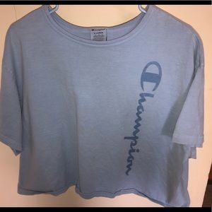 Light blue Champion cropped t-shirt